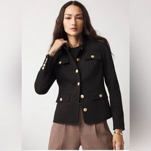 White House Black Market Ponte Button Detail Jacket Black Size 10